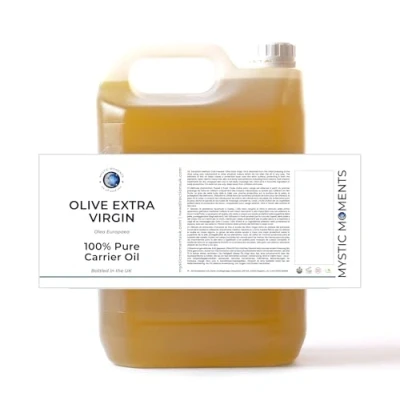 Image of Mystic Moments Olive Extra Virgin Carrier Oil 5 litres Pure &amp; Natural Perfect for Hair, Face, Nails, Aromatherapy, Massage and Dilution Vegan GMO Free