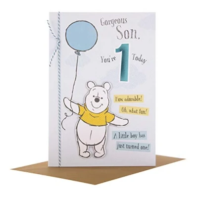 Image of Hallmark Winnie the Pooh 1st Birthday Card &#039;For Son&#039; Medium