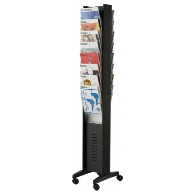 Image of Fast Paper Literature Display Floor Standing 16 Compartment A4 Double Sided Black