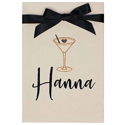 Image of Personalised Espresso Martini Embroidered Cotton Tea Towel (Natural)