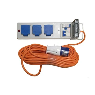 Image of 20 Metre Mains Hook Up Cable with 3 UK Plug Sockets