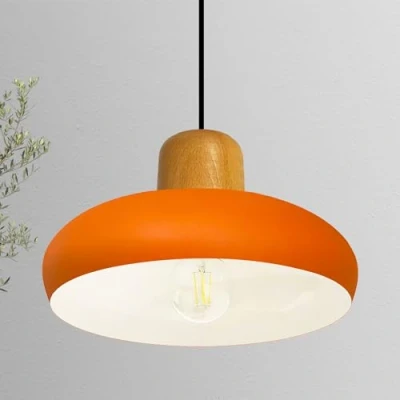 Image of bamyum Androa Industrial Ceiling Light Ø40 cm Metal Lamp Lighting Fixture Mid Century Modern Chandeliers Vintage Light, Orange