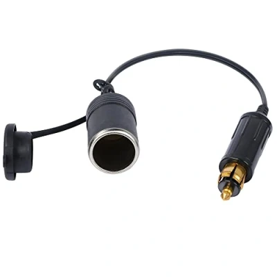 Image of YACSEJAO Hella(Din) to Standard Cigarette Lighter Adapter Cable Extension, European Male Din Plug Socket 12V 24V for Motorcycle and Truck