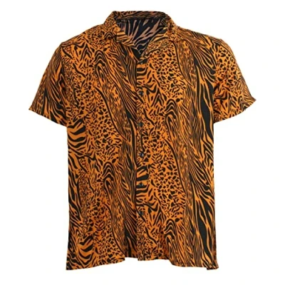 Image of Adults Tiger Shirt Large Orange and Black Print Halloween TV Movie Fancy Dress Costume