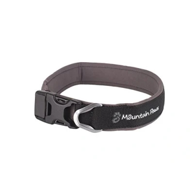 Image of Mountain Paws Adjustable Pet Collar with Soft Neoprene Padding for Small Dogs, Black Dog