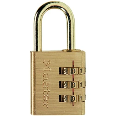 Image of Master Lock 630EURD 3 Digit Combination Padlock with Aluminium Body and Brass Finish, Gold, 6,5 x 1,5 cm