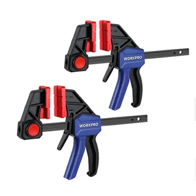 Image of WORKPRO Heavy Duty Bar Clamps for Woodwork, Up to 1350 N Clamp Force, 150mm Wood Clamps/ 330mm Spreader, Quick Release &amp; One Handed F