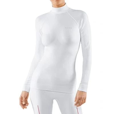 Image of FALKE Women&#039;s Maximum Warm High Neck W L/S SH Functional Yarn Quick Dry 1 Piece Base Layer Top, White (White 2860), M
