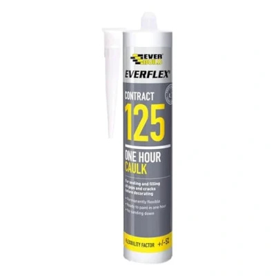 Image of Everbuild Everflex 125 One Hour Caulk Permanently Flexible for Sealing and Filling Gaps Cracks Before Decorating Magolia 300 ml
