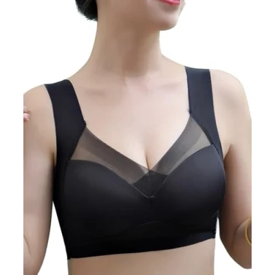 Image of Women&#039;s Bra without Underwire Bustier Seamless Underwear Classic Tops Comfort Bralett Elastic, black, S M