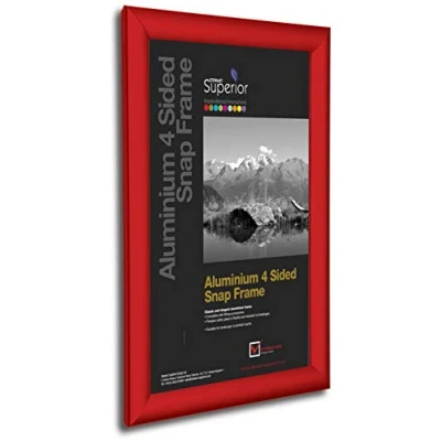 Image of SECO Superior A1 Aluminium 4 Sided 25mm Front Loading Picture/Poster Snap Frame Red REDA1