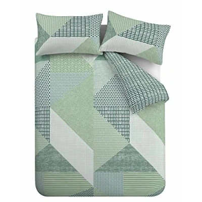 Image of Catherine Lansfield Larsson Geo Double Duvet Set Green