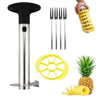 Image of Stainless Steel Pineapple Peeler，Pineapple Cutter Slicer and Corer Thicker Sharp Blade, Rings Cutting Wedge Knife for Pineapple，Steel Easy Kitchen Fruit Tool