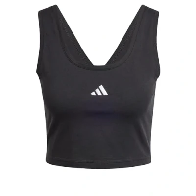 Image of adidas Women&#039;s Essentials Small Logo Cotton Lifestyle Tank, Black/White, M