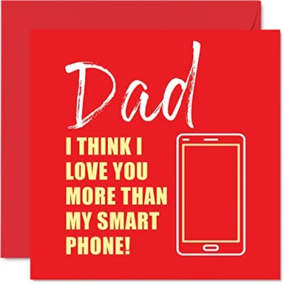 Image of Funny Birthday Cards for Dad Phone Jokes Joke Happy Card from Son Daughter, Father Gifts, 145mm x Father&#039;s Day Greeting Gift Daddy Papa