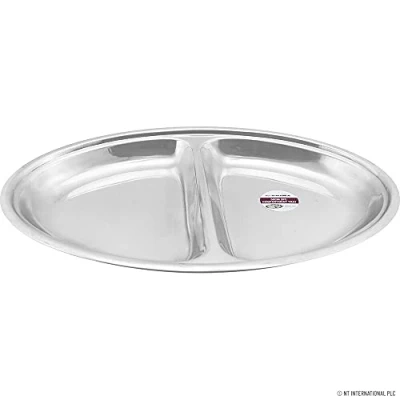 Image of NEW 50CM 2PC COMPARTMENT TRAY SERVING DISH KITCHEN FOOD PLATTER OVAL PLATE