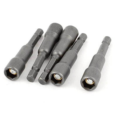 Image of uxcell Magnetic Head Hex Socket Nut Setters Driver Bits (5 Piece), 13mm x 65mm/8mm