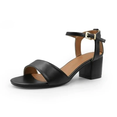 Image of Womens Mid High Block Heels Shoes Comfort Support Back Ankle Strap Orthopaedic Swollen Feet Bunions Blisters Prevention Metatarsalgia Lightweight Bridal Wedding Party Open Peep Toe Wide E Fit Sandals