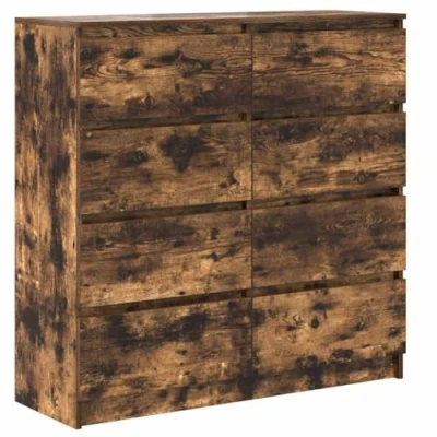 Image of vidaXL Sideboard/Buffet/Storage Cabinet Smoked Oak 100x35x99 cm, Engineered Wood for Living/Dining/Bedroom Decor