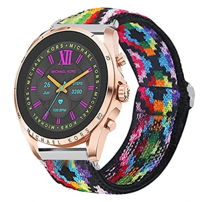 Image of Giaogor Compatible for Michael Kors Gen 6 Band, Stretch Elastics Nylon Adjustable Strap Bradshaw Smartwatch/MK 2021 (Colorful)