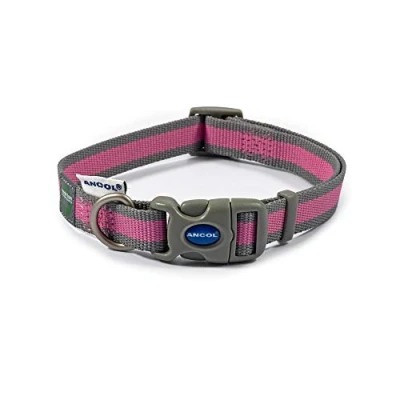 Image of Ancol Pink &amp; Grey Made From Collar, Size 5 9 (Dog neck 45 70 cm)