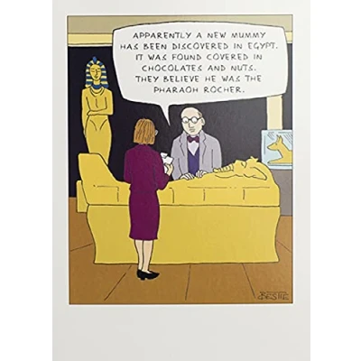 Image of Paperlink Bestie Humorous Illustrated Male/Female Blank Greeting Card from New Mummy Discovered, Pharaoh Rocher