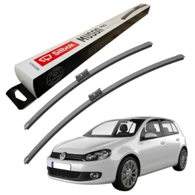 Image of Silbak Windscreen Wipers, fits for VW (VOLKSWAGEN) GOLF 6 (10/2008 11/2012) Front Wiper Blades, 650mm/400mm
