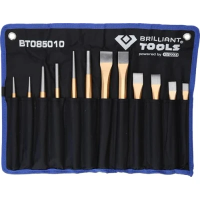 Image of BRILLIANT TOOLS BT085010 Chisel and Drip Punch Set 12 Piece [Powered by KS Tools]