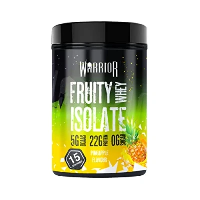 Image of Warrior Fruity Clear Whey Isolate Rapid Digesting Protein Powder Refreshingly Fruit Flavoured Shakes Easy to Drink &amp; Consume Post Workout, Low Sugar, 15 Servings (Pineapple, 375g)