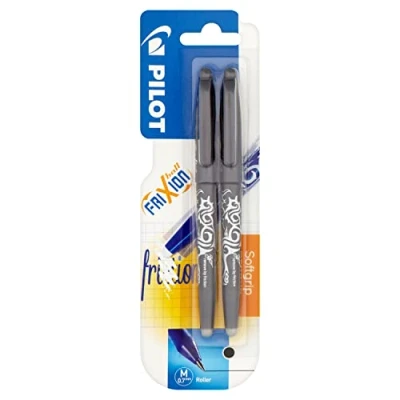Image of Pilot Frixion 0.7mm Rollerball Black Pen, Pack of 2