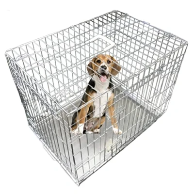 Image of Ellie Bo Silver Standard Medium 30 inch Folding 2 Door Dog Cage/Crate with Metal Tray