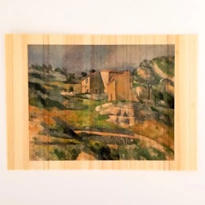 Image of 木の紙 Wooden postcard [Series: Cezanne] Houses in Provence