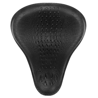 Image of Bid4ze 13&quot; Black Alligator Motorcycle Crocodile Leather Solo Seat Cushion Cowl Pad Compatible With Harley Sportster Chopper Bobber