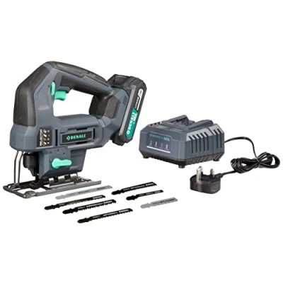 Image of Amazon Brand Denali by SKIL 18 V (20 Max) Jig Saw Kit, Includes 2.0 Ah Lithium Battery and Charger, Blue