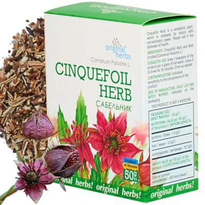 Image of CINQUEFOIL HERB TEA, (COMARUM PALUSTRE L) Original Herbs Herbal Tea Wild Crafted 50g, 100% pure and natural loose leaf tea.