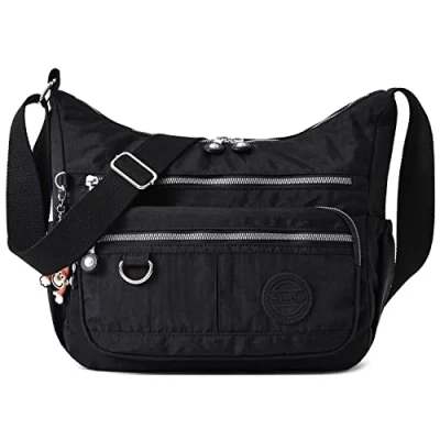 Image of HUAERYOUYUE WATERPROOF Messenger Bag Women Shoulder Casual Cross Body Travel Side for Tablet Laptop Satchel (Black Large)