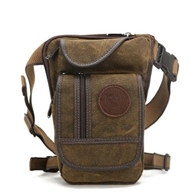 Image of Xieben Canvas Drop Leg Bag Hiking Waist Pack for Men Women Travel Outdoor Sports Camping Tactical Motorcycle Riding Cycling Fishing Thigh Fanny Pouch