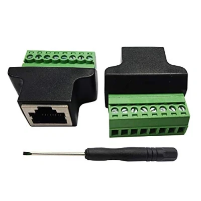 Image of zdyCGTime RJ45 Female Plug to 8P 8C Bolt Screw Type terminals Ethernet Net Network Cable for AV CCTV UTP DVR Cat5 Cat5e Cat6 Cat7 in Line Coupler 300V 8A.(2 Pack/F)