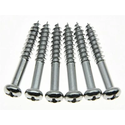 Image of Set of 6 ST Strat Trem Tremolo Bridge Mounting Screws Chrome