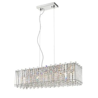 Image of Clara 7 Light Oblong Chrome Crystal Bar Pendant Ceiling