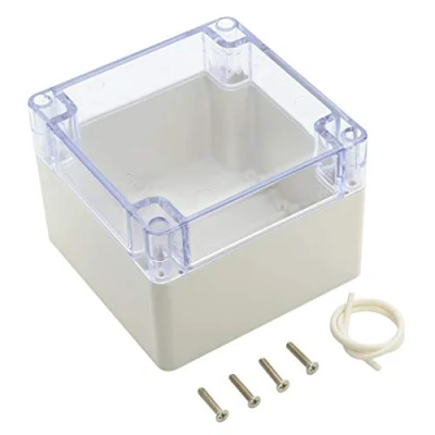 Image of ABS Plastic Junction Box Dustproof Waterproof Electrical Protection IP65 Universal Project Grey with Transparent Cover for PC 4.7x4.7x3.5 Inches (120x120x90mm)