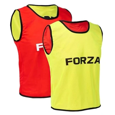 Image of FORZA Premium Reversible Training Bibs (Pack of 5) Lightweight Polyester Sports Vests Kids and Adult Sizes (Yellow &amp; Red, L/XL)