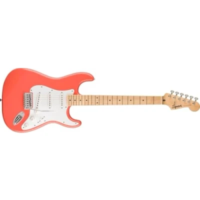 Image of Squier by Fender Limited Edition Sonic® Stratocaster® Electric Guitar, Maple Fingerboard, White Pickguard, Tahitian Coral
