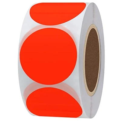 Image of Hylabelest Fluorescent Red Round Stickers 1.5 Inch Color Coding Dots Labels Total 500 Per Roll (Fluorescent Red, 1.5&quot;)