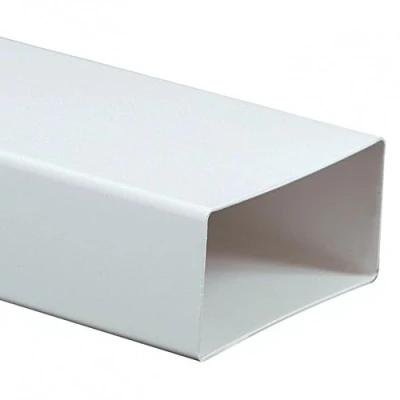 Image of Prostko LTD White Rectangular Channel 55mm x 110mm / 75mm 150mm Lightweight PVC Plastic Ventilation Flat Duct Pipe/Tube. (75mm Length: 500mm 0.5m)
