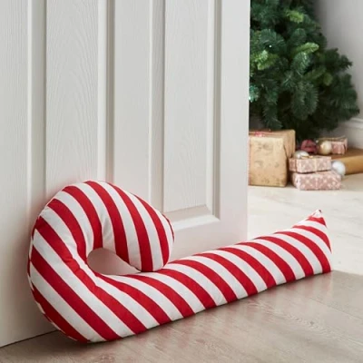 Image of Catherine Lansfield Candy Cane Shaped Door Draught Excluder White/Red