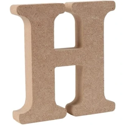 Image of Wooden MDF Letter H Size 13cm Tall Free Standing Letters for Arts &amp; Crafts Personalized Name Decor