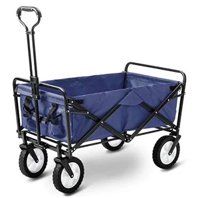 Image of Merax Folding Camping Cart Garden Wagon, 4 Wheeled Collapsible Festival Trolley, Portable Cart,Waste Wagon 150KG Capacity (blue)