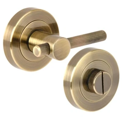 Image of HANDLEZONE® Linear Bar Designer Bathroom Toilet Door Thumb Turn and Release Set Antique Bronze