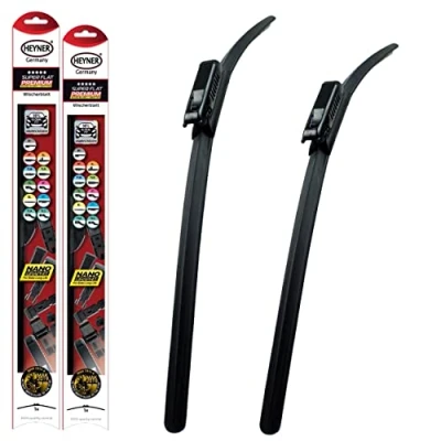 Image of Fits Dacia Duster Models 2018 To 2022 Heyner Germany Super Flat Wiper Blades Front Replacement Set 22&quot;19&quot; HSF2219BL